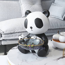 Panda de resina creativa, bandeja de almacenamiento, decoración moderna del hogar, tazón de vidrio 2024 - compra barato