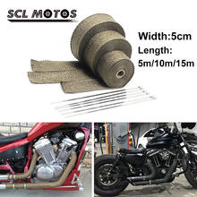 SCL MOTOS 5 см x 5 м 10 м 15 м части мотоцикла черный серебряный выхлопной тепловой обертывание рулон стекловолокна теплозащитная лента с нержавеющими стяжками 2024 - купить недорого