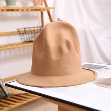 Fedora chapéu para mulheres 100% australiano lã feltro aba larga chapéu do vintage jazz fedora chapéu de casal chapéu de inverno chapeau femme 2024 - compre barato