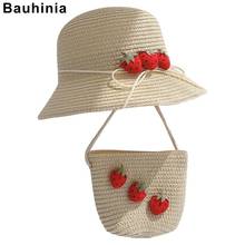 Bauhinia-sombrero para el sol para niños y niñas, sombrero de paja de verano, sombrero de pescador, protector solar para playa, bolsa de fresa para bebé 2024 - compra barato