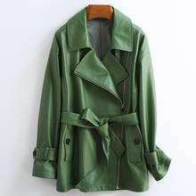 Casaco de couro legítimo feminino casaco de pele de carneiro casaco 100% real jaqueta coreana primavera outono moto vintage wcx 2020 2024 - compre barato