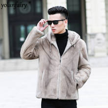 Real Fur Coat Men Natural Mink Fur Hooded Coat Winter Jacket Men Real Shearling Warm Outwear Plus Size Veste Homme 95001 YY659 2024 - buy cheap