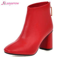 Lasyarrow-novas botas femininas, sapatos de salto alto, de pele, quentes, para mulheres, preto, vermelho, sapatos de casamento, outono/inverno, j1073 2024 - compre barato