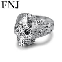 FNJ Punk Skull Rings 925 Silver Adjustable Size Open Popular S925 Solid Thai Silver Ring for Men Jewelry Fine 2024 - buy cheap