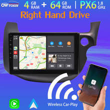 Reproductor Multimedia con GPS para coche, Radio con Android 10,1, 10,0 pulgadas, PX6, 4G + 64G, inalámbrico, Carplay, Bluetooth 2007, para Honda Fit Jazz RHD 2013-5,0 2024 - compra barato