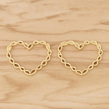 10 штук золотые Цвет с широким открытым подвески в форме сердца для "сделай сам", зажим для ожерелья ювелирных изделий Аксессуары 34x27mm 2024 - купить недорого
