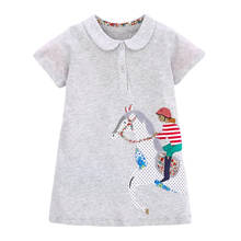 Frock for Girls 2021 New Summer Baby Girl Clothes Brand Dress Kids Cotton Horse Animal Print Short Sleeve Yellow Gray Dresses 2024 - buy cheap