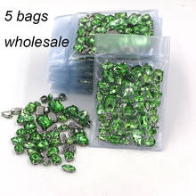 Free shipping  Wholesale 5 bags mixed shape glass crystal sliver base Light green sew on rhinestones diy/clothing wedding dress 2024 - buy cheap