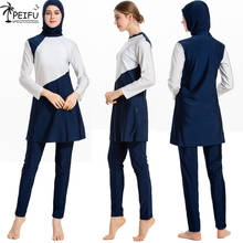 Peifu manga longa muçulmano maiô banho feminino muçulmano náilon burkini natação maillot de bain femme mussulmane 2024 - compre barato