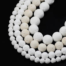 Natural Stone White Volcanic Lava Beads Round Loose Spacers Beads For Jewelry Making DIY Bracelets Accessories 15'' 4/6/8/10/12M 2024 - buy cheap
