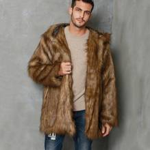 Autumn hooded faux mink leather jacket mens brown winter thicken warm fur leather coat men slim jackets jaqueta de couro fashion 2024 - buy cheap