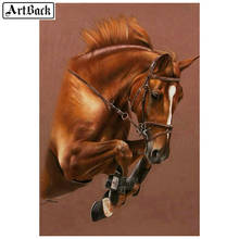 Full square / round diamond painting horse canvas cross stitch running horse diamond mosaic animal 3d diamond art 40x60cm 2024 - buy cheap