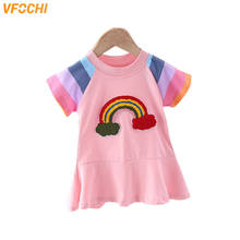VFOCHI 2021 Girl Dresses Summer Short Sleeve Casual Children Dresses Girls Clothes Baby Girls Dress Kids Dresses For Girls 1-8Y 2024 - buy cheap