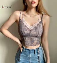 SVOKOR New Tank Top Women Two Pieces Top Lace Crop Top Female Double Shoulder Straps Underwear 2024 - buy cheap