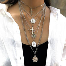 Diezi colar pingente geométrico, gargantilha corrente longa multicamadas estilo vintage para mulheres, joias 2024 - compre barato