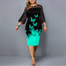 2022 Spring Plus Size 6XL Women Lace Dress Elegant Birthday Mesh Printed Party Dress Sexy Clubwear Summer Clothing for ladies 2024 - buy cheap