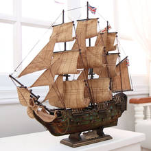 Vintage Sailing Boat Model Assembled Ornaments 60cm Solid Wood Craft Ship Wooden Manual European Accessories Home Decoration 2024 - buy cheap