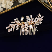 Horquillas de cristal Dorado europeo para novias, palos de pelo hechos a mano, accesorios para el cabello de boda 2024 - compra barato