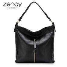 Zency Fashion Large Bucket Shoulder Bag 100% Genuine Leather Handbag Elegant Women Messenger Crossbody Purse Satchel Tote Purple 2024 - buy cheap