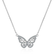 New Arrival Short Collarbone Chain Silver Color Flash AAA Zircon Butterfly Pendant Necklace for Women Choker Collares 2024 - buy cheap
