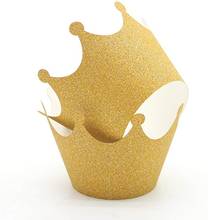 25pcs Glitter Gold Crown Baking Cake Paper Cups Liner Cupcake Wrappers Muffin Holder Case for Wedding Birthday Party Decoration 2024 - buy cheap