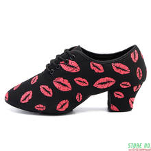 Brand Latin Dance Shoes Modern Women Ballroom Tango Girls Ladies Sneaker Fashion Couple Red Lips Dance Shoes 3CM And 5CM Heel 2024 - buy cheap