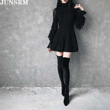 New Arrival 2020 Spring Summer Gothic Punk Mini Dress Women Long Sleeve High Quality Sexy Black Dress Elegant Mesh Splice Dress 2024 - buy cheap