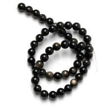 Wholesale Gold Obsidian Natural Stone Beads 4 6 8 10 12 14mm Round Beads for Jewelry Making Accessories DIY Necklace Bracelet 2024 - buy cheap