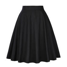 Summer Black Skirt A-line Short Flare Skirts Womens Knee Length 40s 50s 60s Vintage High Waist School Cotton Women Skirt VD0020 2024 - buy cheap