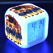 Cartoon Toys Kids Alarm Clock Fireman Sam LED Color Changing Digital Clock Desk Night Wake Up Light Glowing Electronic Reveil 2024 - buy cheap