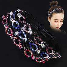 Plastic Hair Hoop With Clips Women Rhinestone Pearl Headband Multi-storey Wisp Weave Head Hoop Styling Bangs Hairstyle Tool 2024 - buy cheap