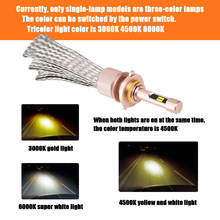 2PCS car light H11 led H4 H7 H1 9005 HB3 9006 HB4 881 led lamp tricolor 3000k 4300K 6000K ZES chip 90W Auto fog light bulbs 12V 2024 - buy cheap