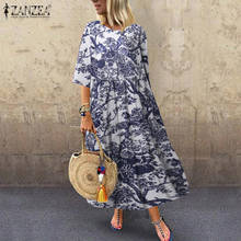 Women's Printed Maxi Sundress ZANZEA 2021 Fashion Summer Dress Short Sleeve Vestidos Female Casual O Neck Robe   2024 - buy cheap