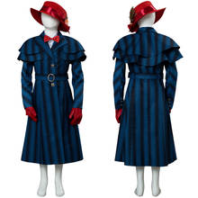 (In Stock) Child Mary cosplay Poppins Returns Mary cosplay Poppins Costume Dress With Hat For Kids Coat Halloween Party Costumes 2024 - buy cheap