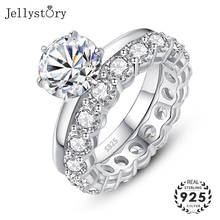 Jellystory luxury rings s925 sterling silver jewelry with created moissanite charm ring set for women wedding banquet party gift 2024 - buy cheap