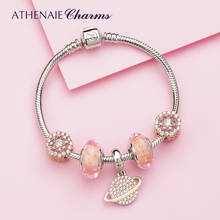 Athenaie-pulseira com pingente de prata esterlina 925, bracelete feminino com pingente de cz, cor rosa, presente de dia dos namorados 2024 - compre barato