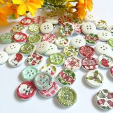 New Arrival 50/100pcs 15mm Mixed Random Wood Buttons 2 Holes Christmas series Round Pattern Sewing Scrapbooking For Decor 2024 - buy cheap
