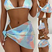 Bikini brasileño de una pieza con realce para mujer, traje de baño Sexy, bufanda, falda, Tie-Dye, 2021 2024 - compra barato