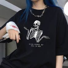 Camiseta feminina gótica com caveira, ulzzang, casual, solta, hip-hop, streetwear, harajuku, vintage, roupas femininas 2024 - compre barato