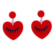 New Design Red Heart With Eyes Acrylic Earrings For Women Geometric Long Dangle Earrings Night Club Party Fashion Jewelry Gifts 2024 - buy cheap
