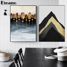 Pintura en lienzo de Arte Abstracto negro y dorado, impresión personalizada, decoración nórdica, imagen de lujo ligera, póster, pintura en Color 2024 - compra barato