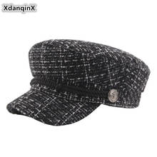 XdanqinX 2019 Autumn And Winter New Women's Flat Cap Fashion Knitted Army Military Hat Button Rope Decoration Trend Student Caps 2024 - buy cheap
