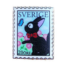 Swedish Post Stamp Enamel Pin sverlge rabbit and butterfly brooch 2024 - buy cheap