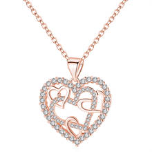 Fashion Women Hollow Heart-shaped Pendant Necklace Elegant Crystal Zircon Rose Gold Clavicle Chain Romantic Valentine's Jewelry 2024 - buy cheap