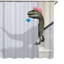 Cortina de ducha con estampado de dinosaurio, cortina de ducha impermeable, accesorios de baño, 180x180cm 2024 - compra barato