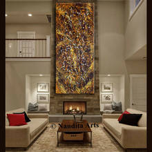 Pintura original em tela estilo jackson pollock, arte abstrata com imagem completa, decoração para casa, pintura de parede 2024 - compre barato