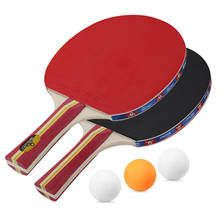 5-слойная ракетка из чистого дерева для настольного тенниса, набор длинных/коротких ракеток для пинг-понга, 2 резиновых ракетки для пинг-понга, 3 мяча для пинг-понга 2024 - купить недорого