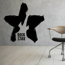 Calcomanía de pared de estrella de guitarra, instrumento Musical de Rock, estudio de música, puerta, ventana, pegatina de vinilo, dormitorio de adolescentes, decoración del hogar, papel tapiz Q818 2024 - compra barato