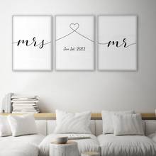 Mrs Mr Love Quotes Poster Minimal Wall Art Canvas Print Couple Anniversary Gift Picture Living Room Bedroom Nordic Wall Decor 2024 - buy cheap