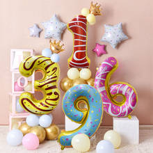 Balão de rosquinha para decoração de festa de aniversário, 32 polegadas, balão metalizado para decoração de chá de bebê, 0-9 balões metalizados 2024 - compre barato